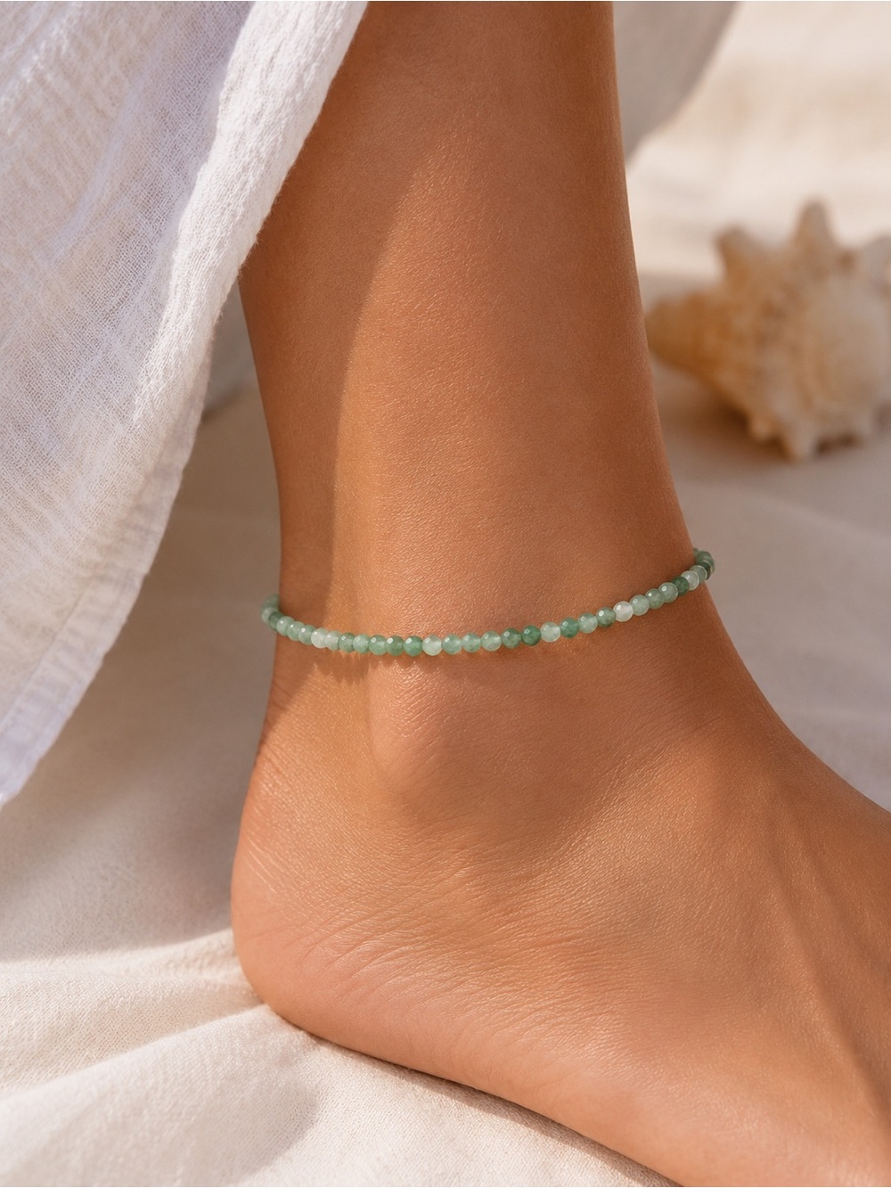 Emerald Beaded Bracelet/Anklet - Made to Order - Picture 3 of 4